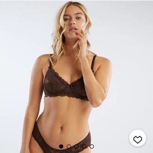SAVAGE X FENTY Unlined Lace Bra In Spiced Nude 34C